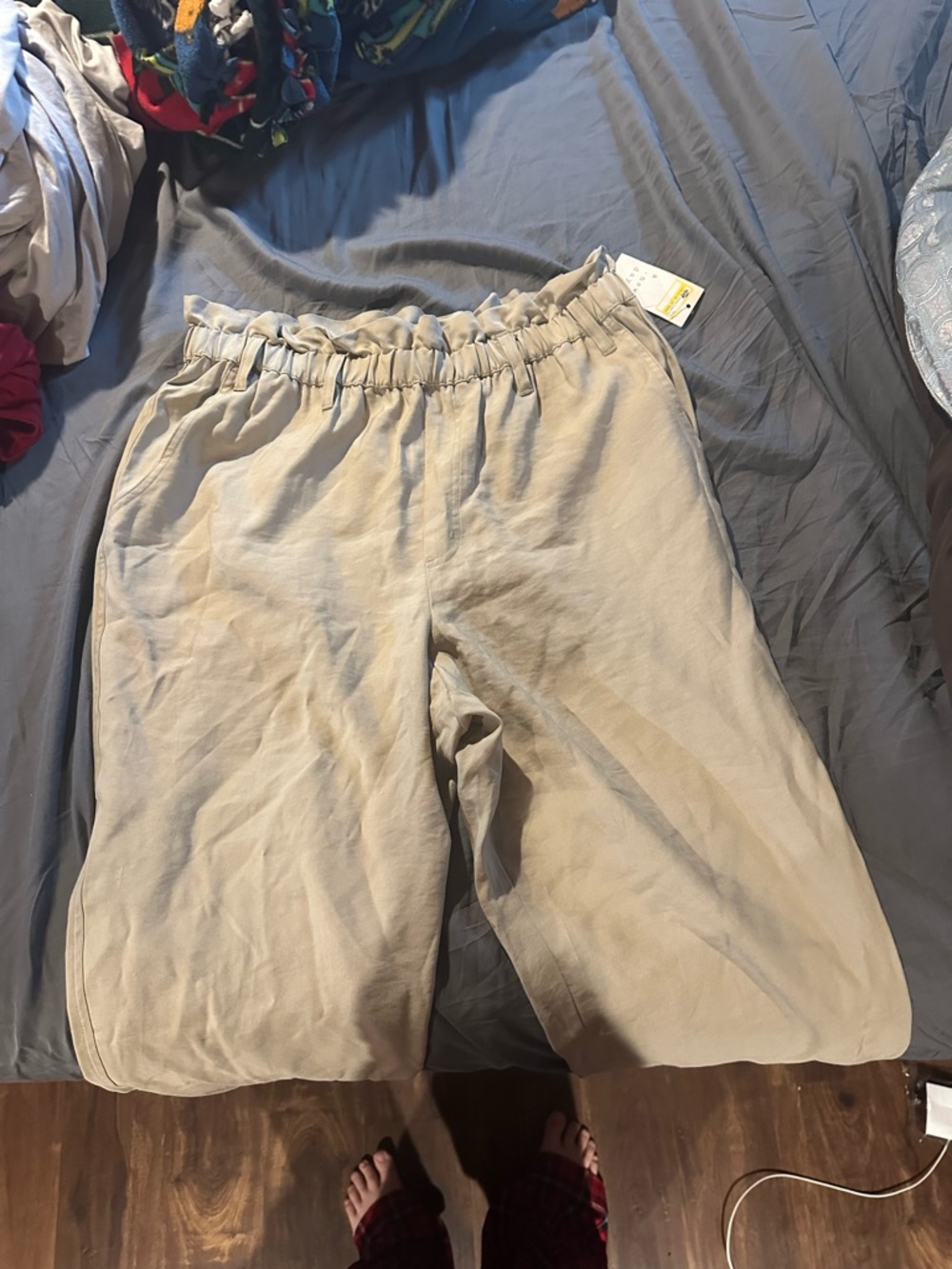 a new day Light Beige Elastic-Waist Linen-Blend Pants